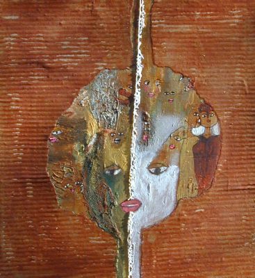 Masque dualité Technique mixte  50 x 60 cm